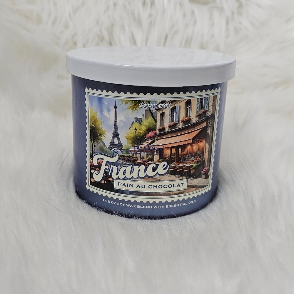 Goosecreek Pain au Chocolat France 3-Wick Soy Wax Essential Oil Jar Candle NEW